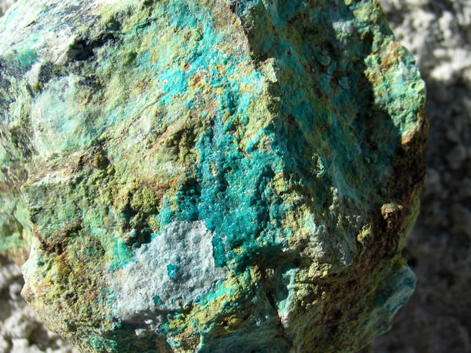 Rocks containing various combinations of copper ores were also found here.