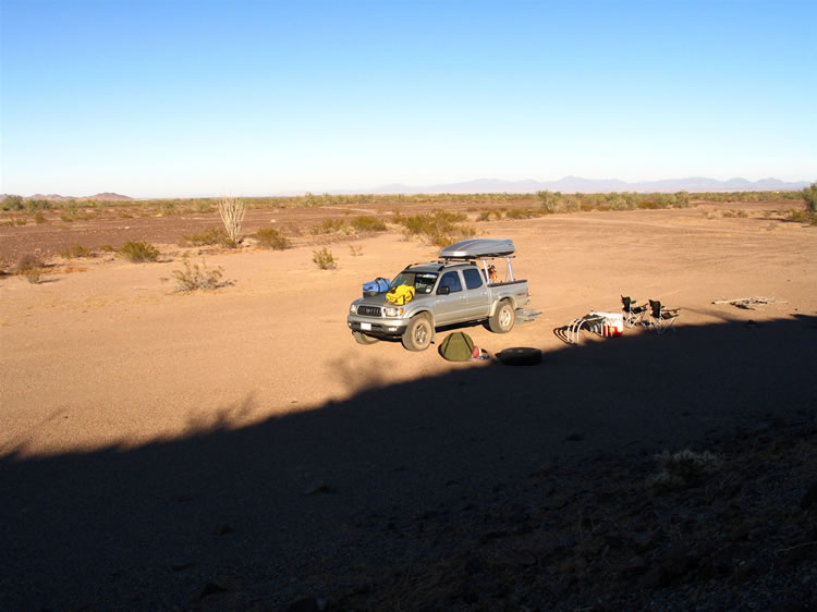 Once back at the truck we use the route that heads east past the Opal Hill Fire Agate Mine to take us to our eventual campsite just north of the wilderness boundary near Clapp Spring.  This spring will be our first destination tomorrow.