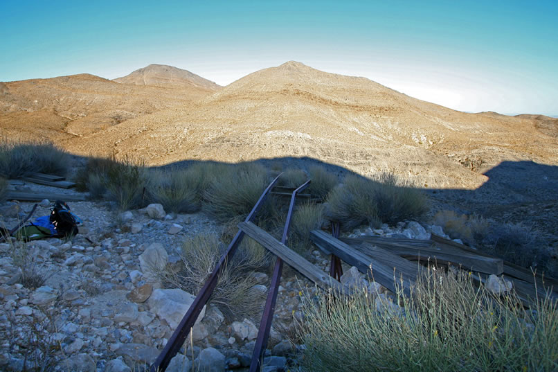 Looking along the rails as they exit the mine.