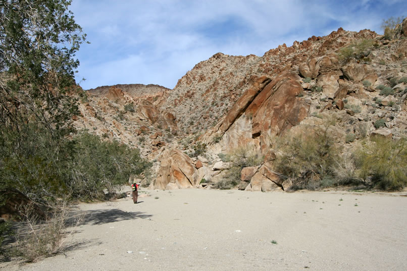 Finally, we seem to have come to the end of the wash.  Ahead lies a narrowing canyon filled with boulders that just begs to be explored.