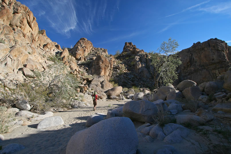 We meet back at the picto boulder to share our finds and have a snack.  It's hard to leave; this place just has a good feeling about it.  However, we soon find ourselves heading back down the wash.