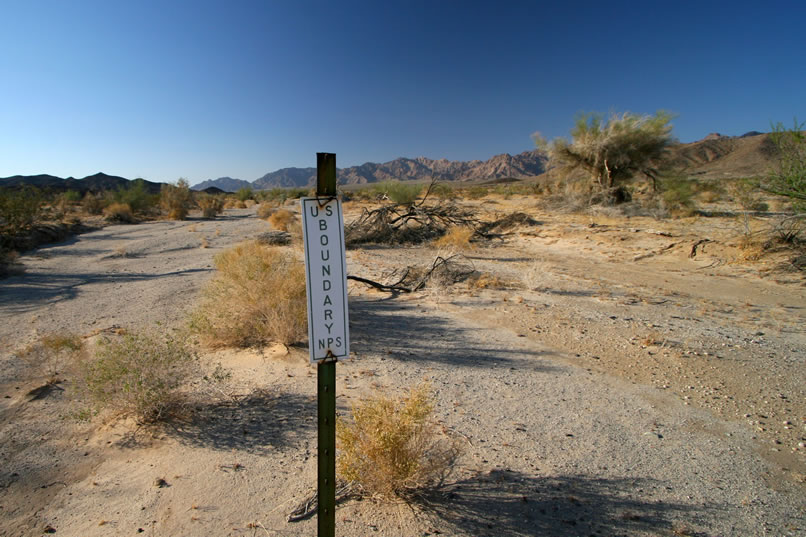 Finally, it's back to the wilderness boundary.  Here's the view to the north looking back on our track to Pinto Basin.