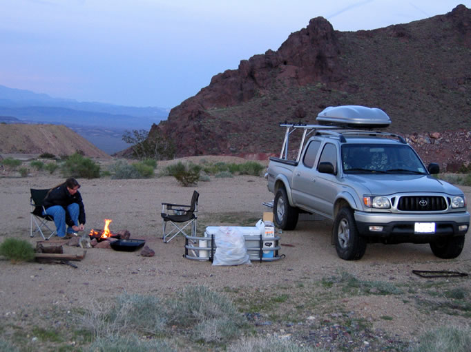 Getting ready to make pot roast sandwiches at our campsite.