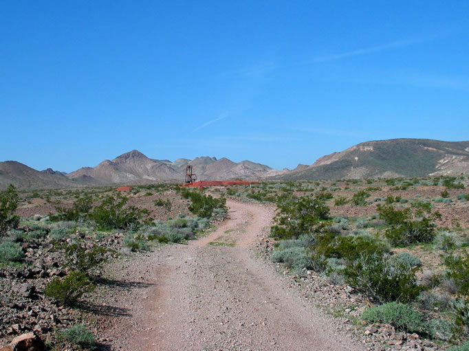 West of Ragtown is the highly visible metal headframe of the Red Dog Mine.