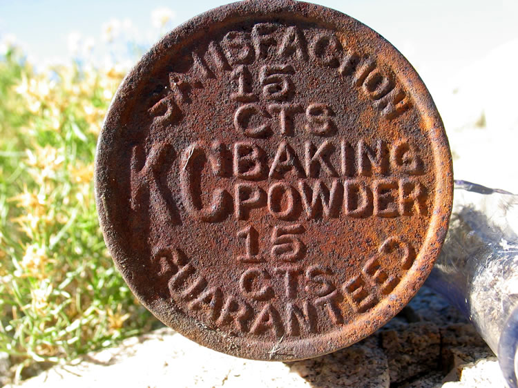 We also found the larger, 25 cent, KC Baking Powder tin, but this smaller one is better preserved.