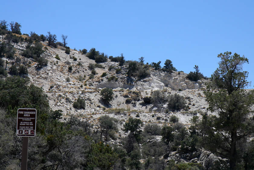 From Vaughn Spring we retrace our route and pick up National Forest Road N 2N02 that will take us past the old mine seen here and along a scenic shelf road above Rattlesnake Canyon.