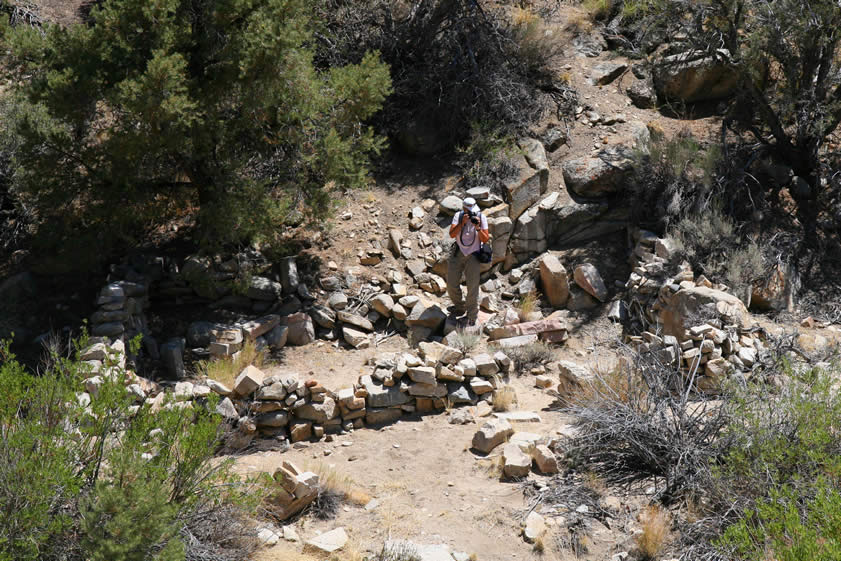 Just across the canyon from the smelter are the remains of a rock foundation from a miner's cabin.