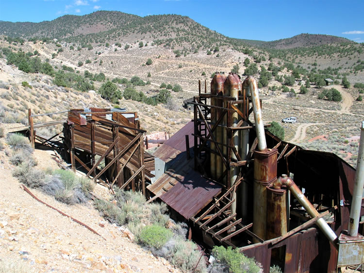 A look at the mill from above as we explore our way toward the old mine tunnels.