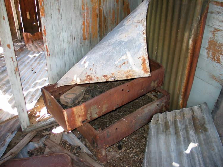 The remains of a pan stove that would have been added by the miners.