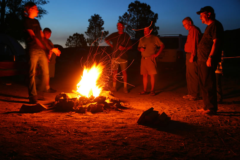 Later, with full bellies, we enjoy the camaraderie of the campfire,.......