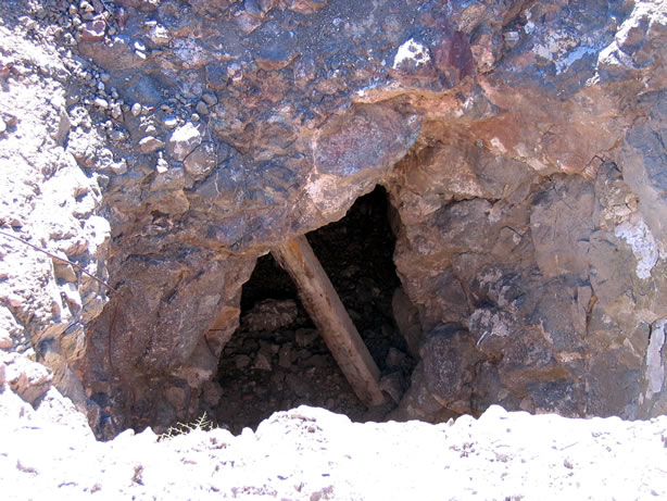 Looking into the shaft.