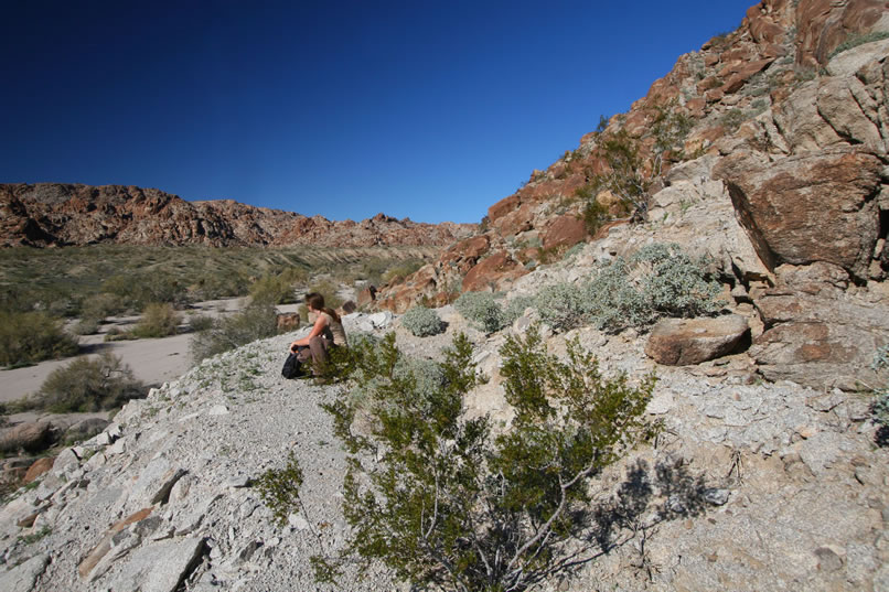 From the top of the tailings pile, we can see the mine area we explored last time.  Since we still have some daylight left, we decide to head back over there and check out the tramway from the upper level that we didn't have time to explore fully.