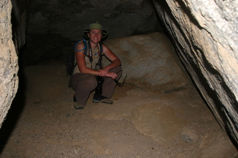 Here's a look inside the second shelter.  There are no obvious artifacts visible that point toward Indian use but we do find evidence of historic use nearby in the form of timbers and trash. You can see these finds in the following photos.