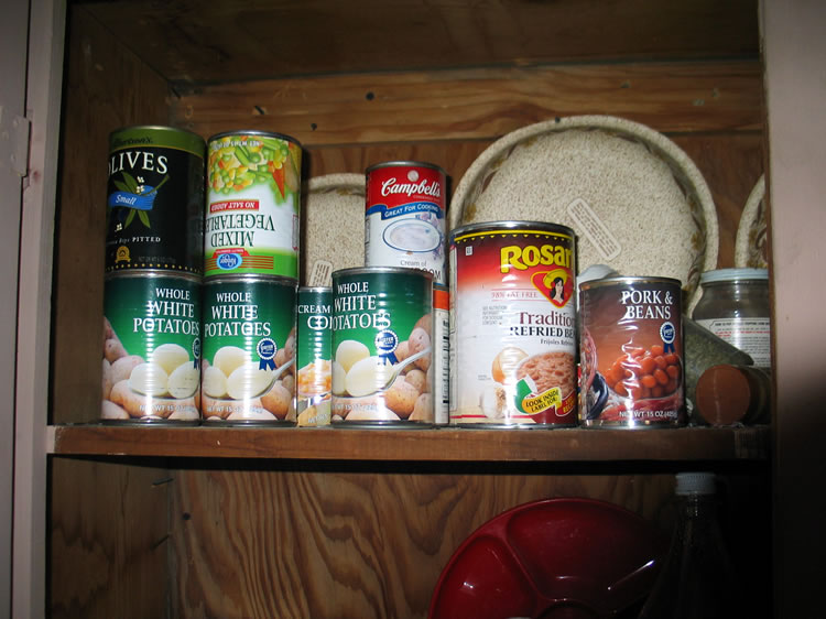 Until the rats figure out how to use a can opener, the cupboard shelves are safe.