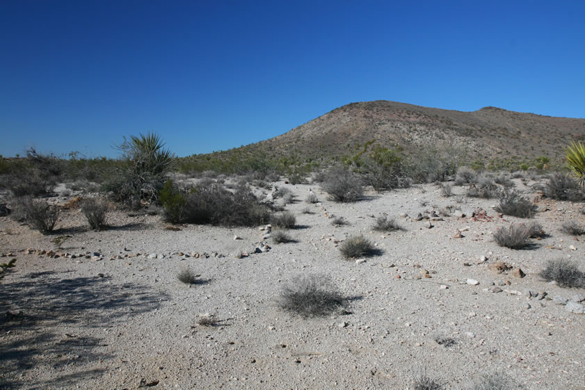 After a quick breakfast, we continue to check out the small prospects in Tungsten Flat.  This site catches our eye because of the rock lined pathways but there isn't much else here.