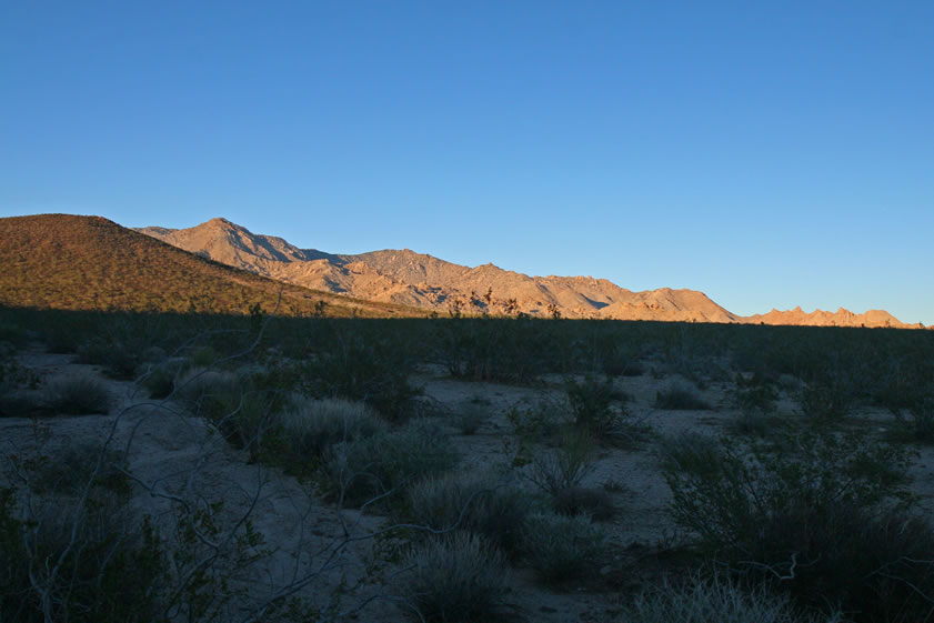 The long and bumpy two track back to the highway gives us some spectacular views of the Granite Mountains in the late afternoon.