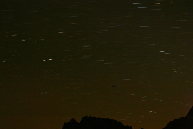 Finally, just before calling it a night and heading for our sleeping bags, we turn a camera skywards and open up the shutter in hopes of capturing a few star trails.  Yep, they're moving!  And so are we...to bed!  If you'd like to join us for a beautiful sunrise and another day of exploring the Turtles, just click here.