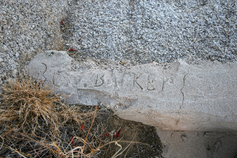 C.O. Barker, whose name you can see inscribed on the top of the dam,  was one of the early cattlemen to use the open rangeland in what is now JTNP.  In the late 1800's and early 1900's, Barker began to develop a number of water sources including well known Barker Dam, which was later enlarged by Bill Keys.