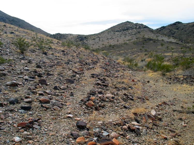 A faint trail leaves the cabin site and heads up a nearby wash.  We decide to check it out.