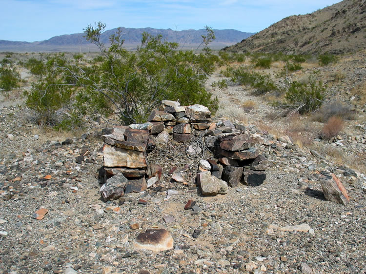 Stone fireplace foundation.