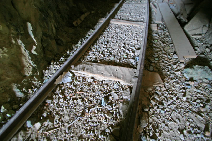 Notice the hand hewn pinyon pine ties for the track.
