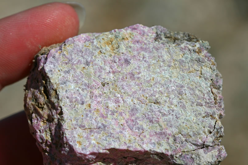 A few of these interesting pinkish rocks are found in the same area.