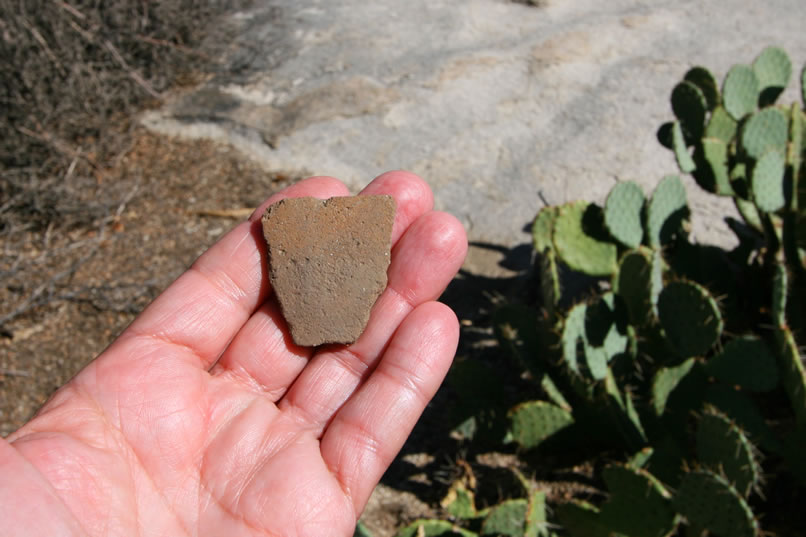 Excited by our first find, we continue the hunt.  We soon come to a site that has both prehistoric and historic artifacts mixed together.