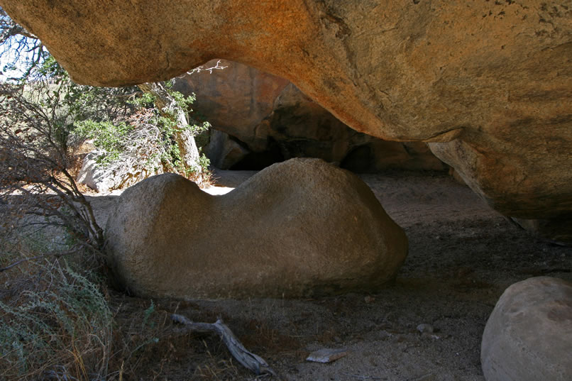 This last view of the "animal" rock shows how it's tucked under the overhang at the edge of the fertility shelter.