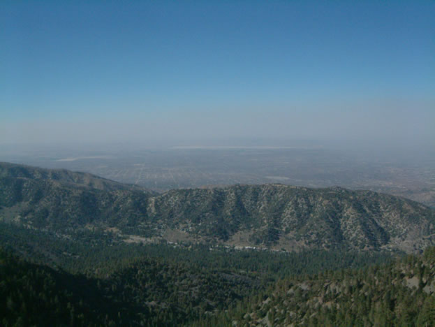 Looking down from the ridge road to Wrightwood below.