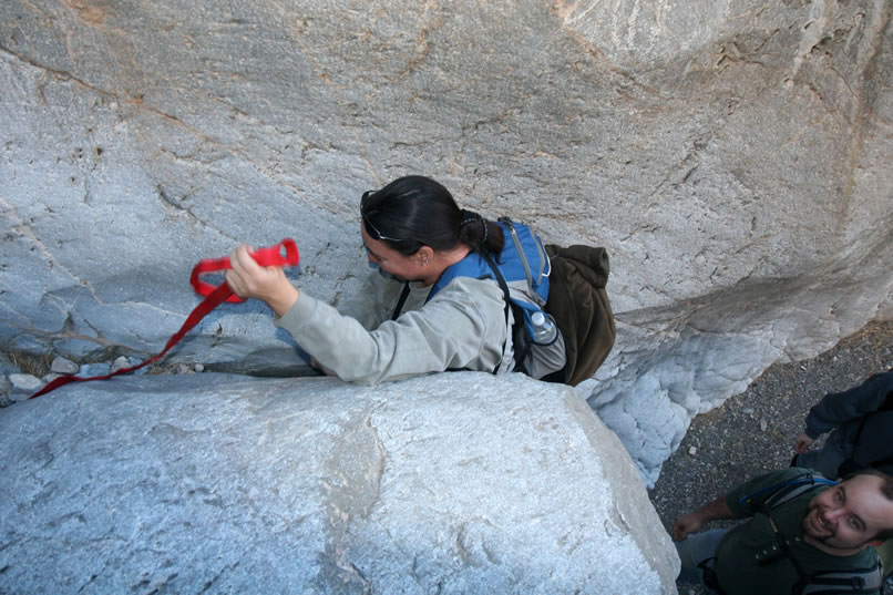 The last bit is the hardest.  Micah and Annie await their turn below.