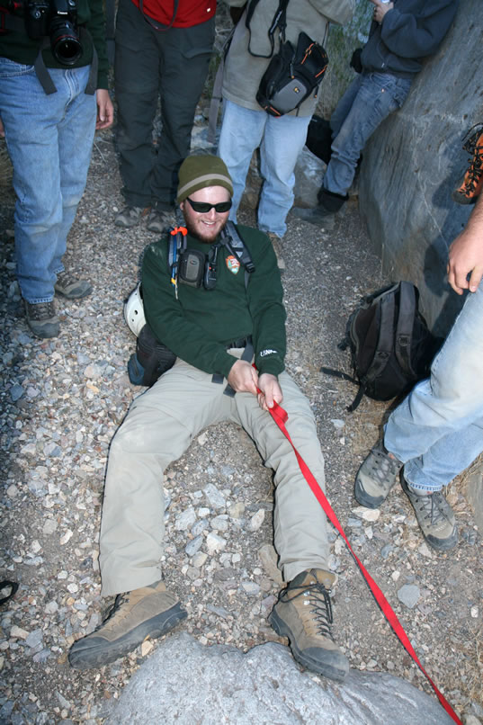 Dan's belay is put to the test as Wild Bill starts up!