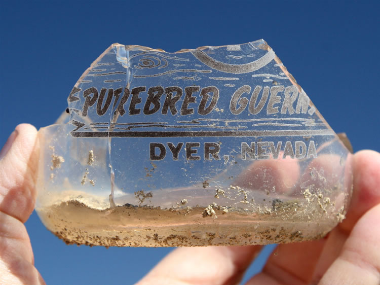 This milk bottle fragment is obviously from a dairy near Dyer in the lush Fish Lake Valley area.