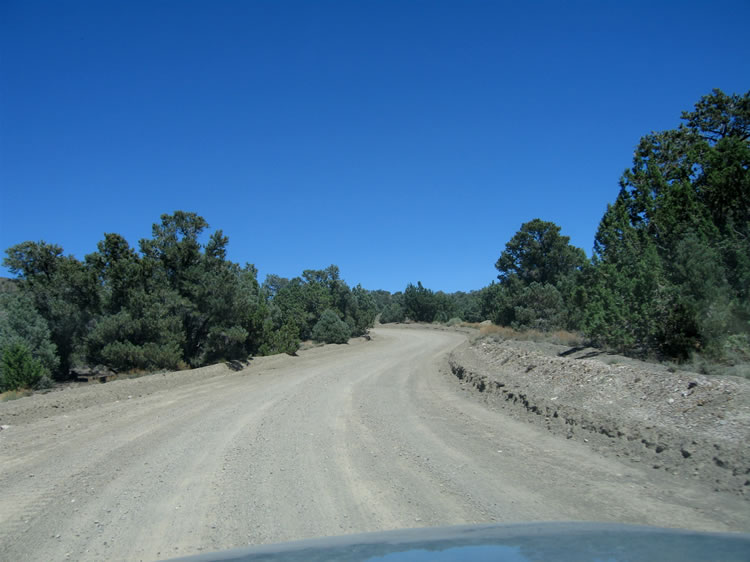 The Coyote Road climbs steadily to over 7,000 feet.  Here we're taking a well graded road to check out the Mary Drinkwater Mine which has been reopened and is using a heap leach extraction process.