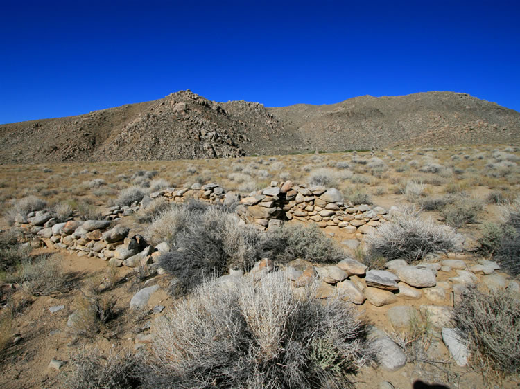 A stone cabin foundation.