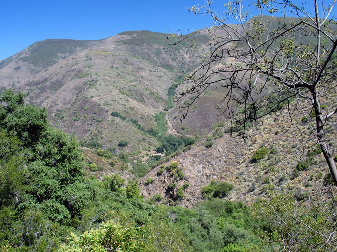 Looking back down to the canyon floor and our starting point.