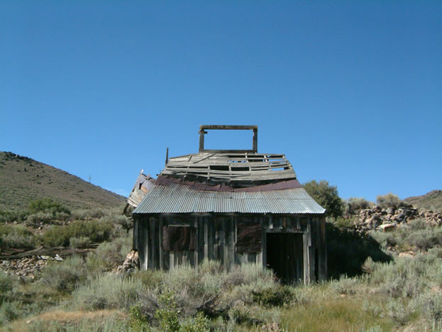 This picture, and the next two, were taken the following morning before leaving Bodie. The structure is a little seven stamp mill which stands on the old site of the ten stamp Bodie Consolidated about three quarters of a mile down Bodie Canyon toward Aurora.