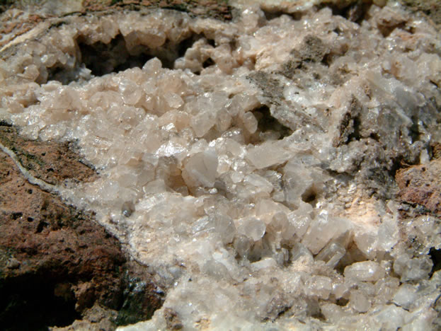 The steep climb pays of with rhombohedral calcite crystals.