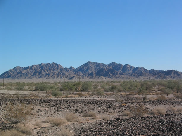 A view of the Cargo Muchacho Mountains from the Indian Pass road.