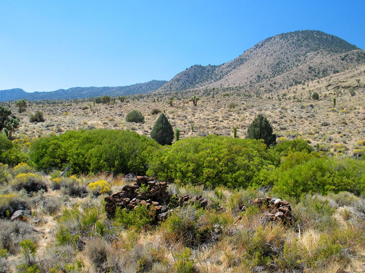 A look down at the cabin, the spring and the valley beyond.