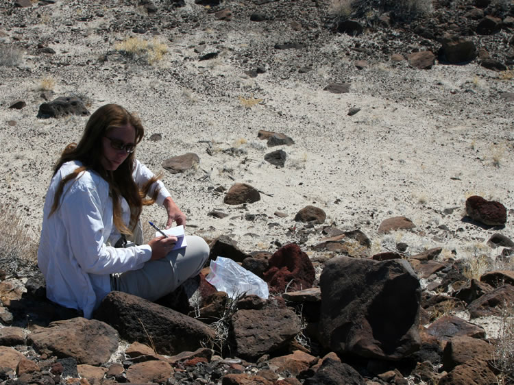 Niki signing the log at the geocache site.  This would be a great spot to film a moon landing!