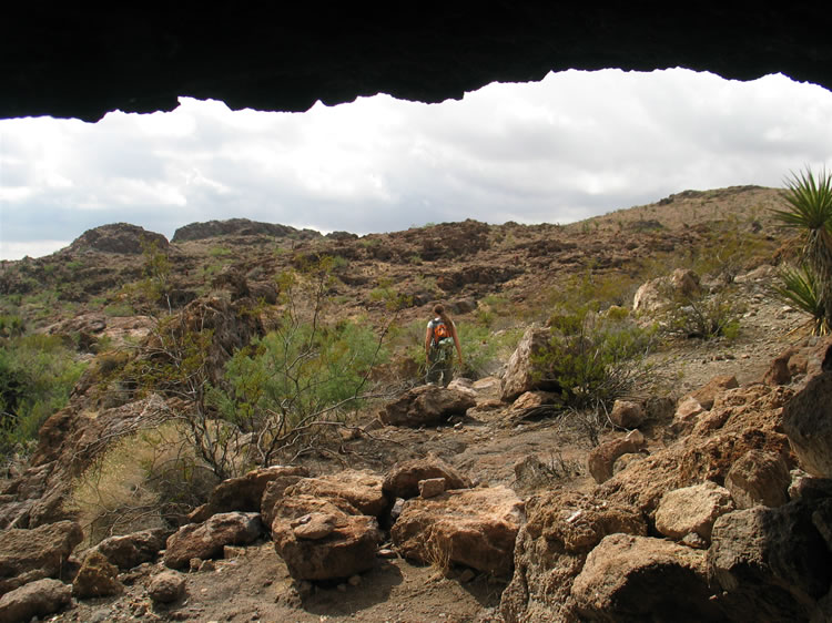 This is a view looking out from inside the deep shelter.