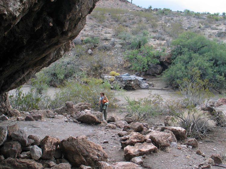 Across the wash from the shelter is a spring that has a stone collar built around it, probably dating from the period when cattle ranching was common in the area.