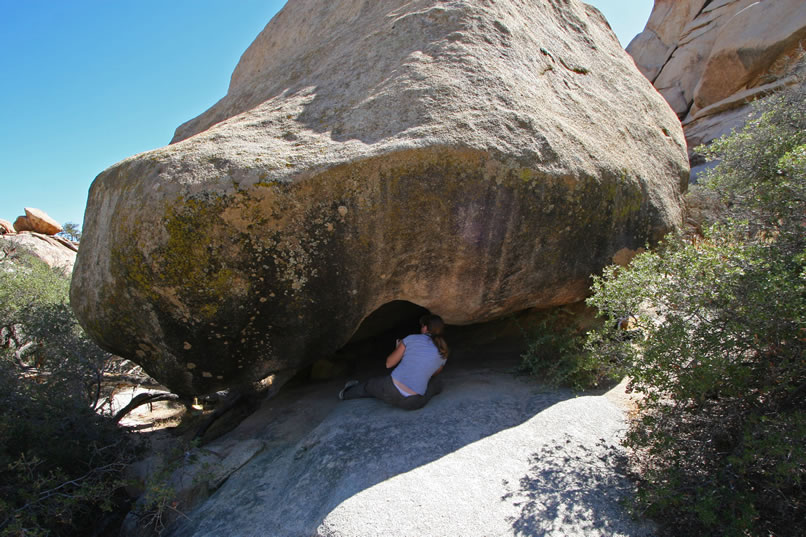 After entering through the small arched opening, we're startled that the inside of the seemingly solid boulder is almost completely hollowed out!