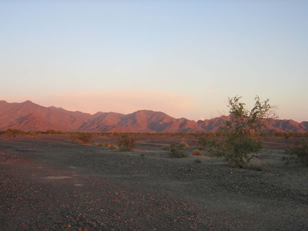 Looking east toward the McCoy Mountains at sunset.