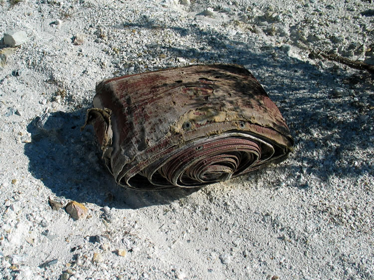 These canvas tarps remain as the miners left them.