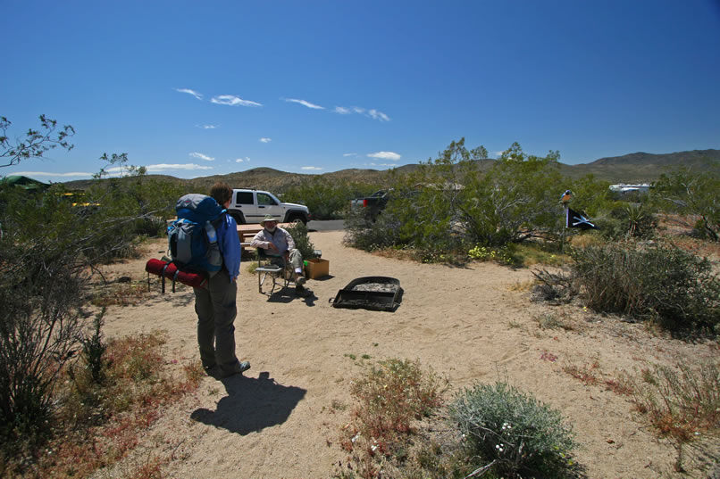 We can't thank him enough for enduring the commotion of the campground and keeping an eye on the Jeep while we've been gone.  At least he's been able to do some exploring of the Cottonwood Spring area on his own so we kick back with some bagels and cream cheese and swap stories.  We also want to thank all you cyber hikers that have joined us on this trip!  We hope to see you again soon!