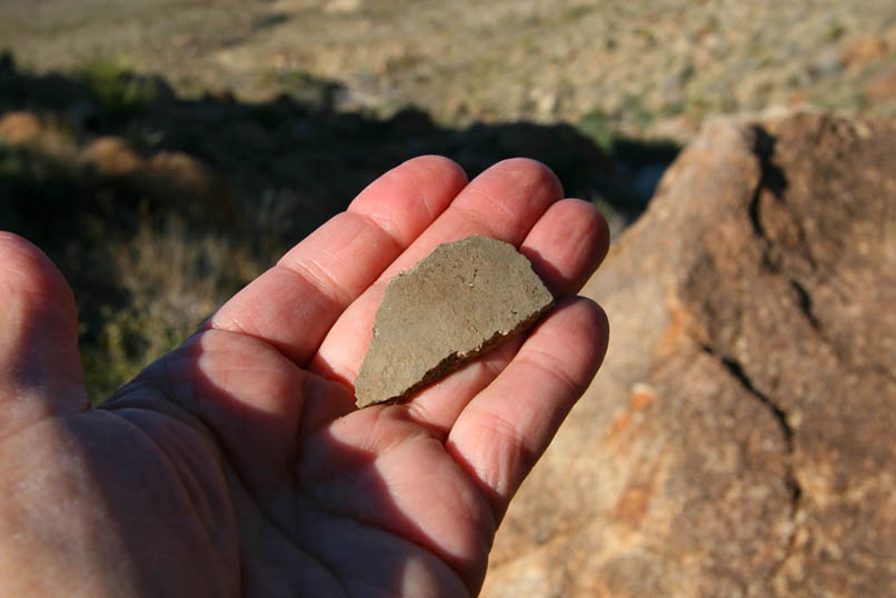 We continue to find bits of pottery all along the wash as it descends to the mouth of the canyon.