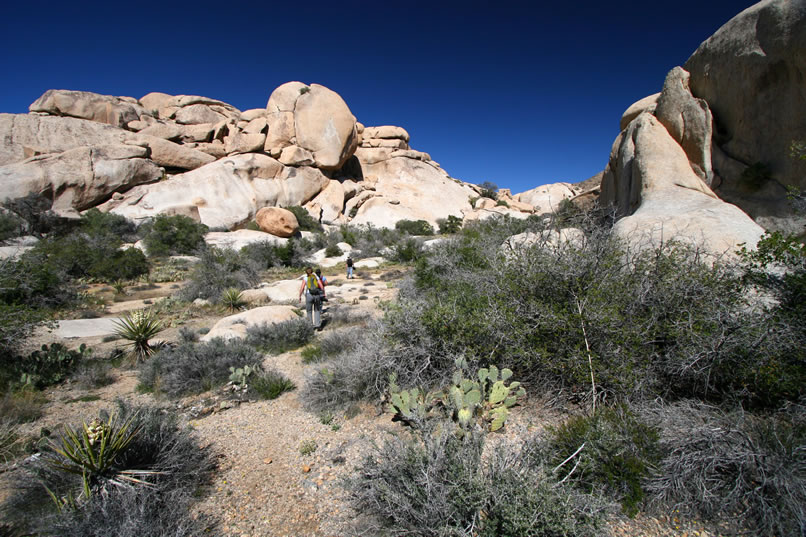 After that nice break, it only takes a bit more hiking before we're almost in sight of our goal.  Garrett's Arch is just ahead but still hidden from view because it's tucked in behind the large boulder silhouetted against the skyline in the center of the photo.