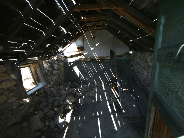 The interior of the rock cabin.