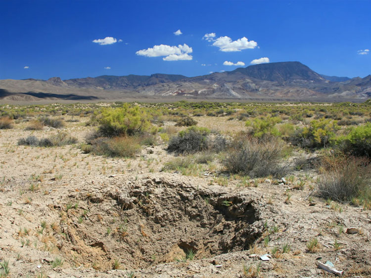 Bottle hunters have dug numerous pits in the area that once housed the Chinese laborers who gathered the "cotton ball ulexite" that was turned into Borax.